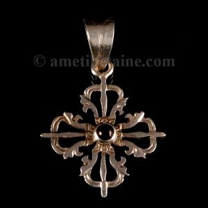 PA279 Pendentif Argent Massif Dorje Vajra Grenat – Image 3