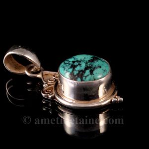 PA290 Pendentif Tibétain Argent Massif Turquoise – Image 5