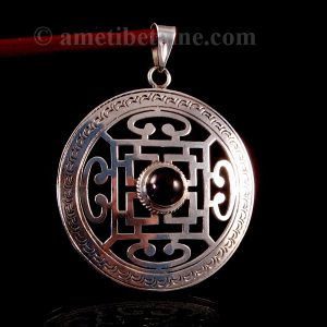 PA316 Pendentif Argent Massif Mandala Grenat – Image 3