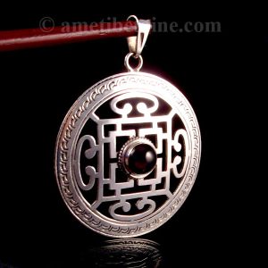 PA316 Pendentif Argent Massif Mandala Grenat – Image 5