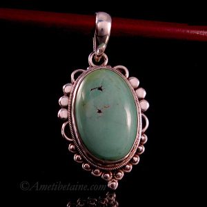 PA365 Pendentif Tibétain Argent Massif Turquoise – Image 4