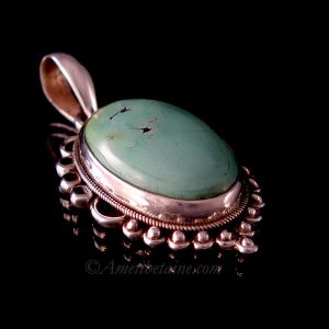 PA365 Pendentif Tibétain Argent Massif Turquoise – Image 5