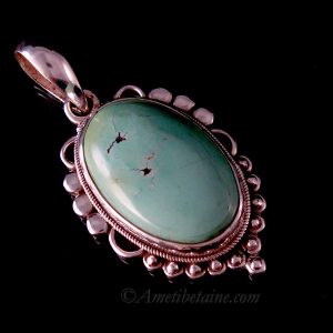 PA365 Pendentif Tibétain Argent Massif Turquoise – Image 6