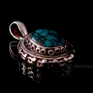 PA366 Pendentif Tibétain Argent Massif Turquoise – Image 4