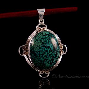PA367 Pendentif Tibétain Argent Massif Turquoise – Image 4