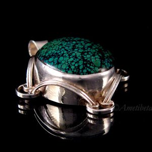 PA367 Pendentif Tibétain Argent Massif Turquoise – Image 7