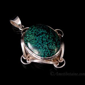 PA367 Pendentif Tibétain Argent Massif Turquoise – Image 8