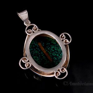 PA367 Pendentif Tibétain Argent Massif Turquoise – Image 9