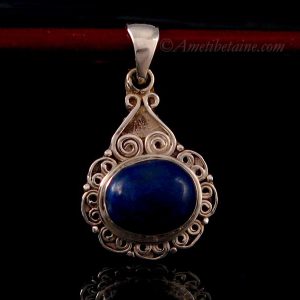 PA368 Pendentif Tibétain Argent Massif Lapis Lazuli – Image 3