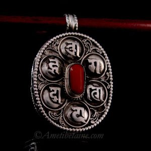 PA390 Pendentif Argent Massif Ghau Mantra Tibétain – Image 5