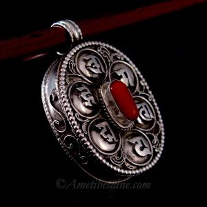 PA390 Pendentif Argent Massif Ghau Mantra Tibétain – Image 6