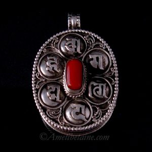PA390 Pendentif Argent Massif Ghau Mantra Tibétain – Image 8