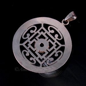 PA394 Pendentif Argent Massif Tibétain Mandala Turquoise – Image 6