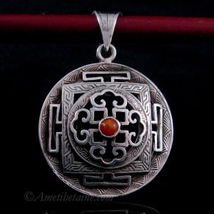 PA395 Pendentif Argent Massif Mandala Corail – Image 4