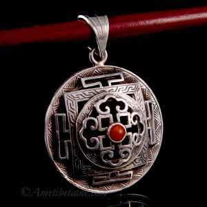 PA395 Pendentif Argent Massif Mandala Corail – Image 5