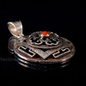 PA395 Pendentif Argent Massif Mandala Corail – Image 7