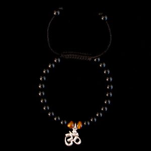 BrMala232 Bracelet Onyx Oeil de Tigre Om Argent Massif – Image 2