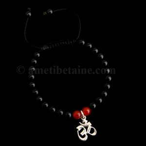 BrMala251 Bracelet Onyx Cornaline Om Argent Massif – Image 2