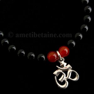BrMala251 Bracelet Onyx Cornaline Om Argent Massif – Image 3