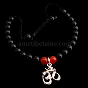 BrMala251 Bracelet Onyx Cornaline Om Argent Massif – Image 4