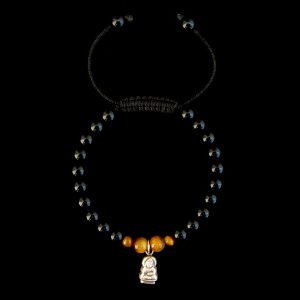 BrMala234 Bracelet Onyx Oeil de Tigre Bouddha Argent Massif 21 cm – Image 2