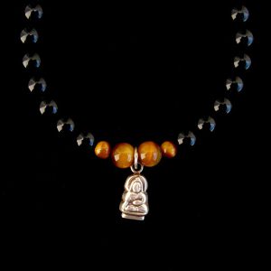 BrMala234 Bracelet Onyx Oeil de Tigre Bouddha Argent Massif 21 cm – Image 3