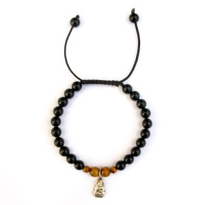 BrMala234 Bracelet Onyx Oeil de Tigre Bouddha Argent Massif 21 cm – Image 5