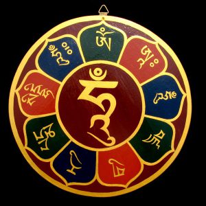 DMD32 Panneau en Bois Mantra Om Mani Padme Hum – Image 1