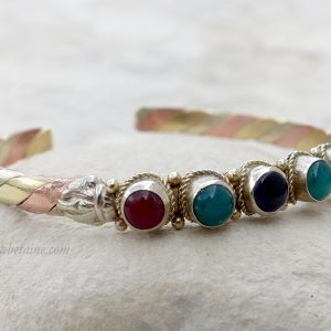 BRD342 Bracelet Tibétain Métal Argenté Cuivre Laiton – Image 2