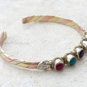 BRD342 Bracelet Tibétain Métal Argenté Cuivre Laiton – Image 3