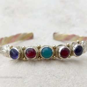 BRD343 Bracelet Tibétain Métal Argenté Cuivre Laiton – Image 1