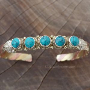 BRD344 Bracelet Tibétain Métal Argenté Cuivre Laiton – Image 4