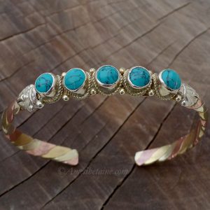BRD344 Bracelet Tibétain Métal Argenté Cuivre Laiton – Image 5