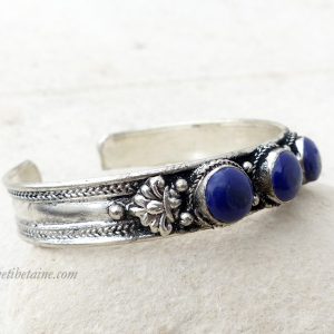 BRD352 Bracelet Tibétain Métal Argenté – Image 3