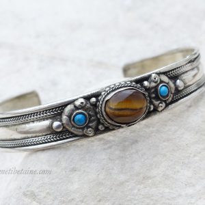 BRD354 Bracelet Tibétain Métal Argenté – Image 3