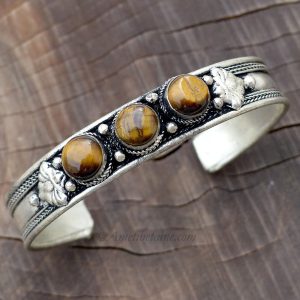 BRD355 Bracelet Tibétain Métal Argenté – Image 2