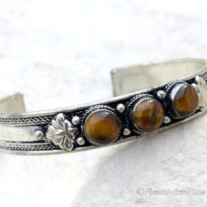 BRD355 Bracelet Tibétain Métal Argenté – Image 3