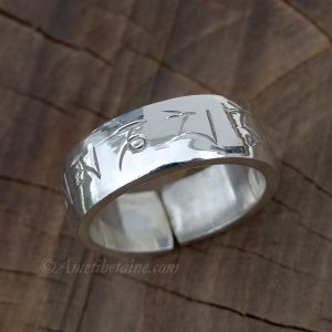 BA252. Bague Argent Massif Mantra Tibétain Om Mani Padme Hum – Image 1