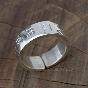 BA252. Bague Argent Massif Mantra Tibétain Om Mani Padme Hum – Image 2