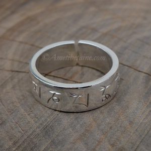 BA252. Bague Argent Massif Mantra Tibétain Om Mani Padme Hum – Image 3