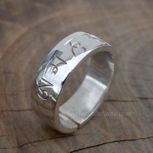 BA252. Bague Argent Massif Mantra Tibétain Om Mani Padme Hum – Image 4