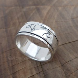 BA253. Bague Argent Massif Mantra Tibétain Om Mani Padme Hum – Image 2