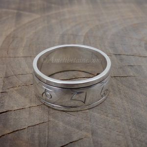 BA253. Bague Argent Massif Mantra Tibétain Om Mani Padme Hum – Image 4