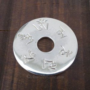PA396 Pendentif Argent Massif Mantra Tibétain – Image 1