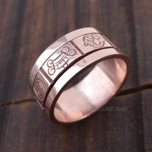 BD127 Bague Tibétaine Cuivre Signes Auspicieux – Image 2