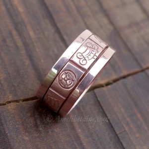 BD127 Bague Tibétaine Cuivre Signes Auspicieux – Image 4