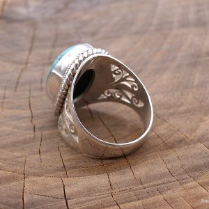 BA256 Bague Tibétaine Argent Massif Turquoise. Taille 62 – Image 4