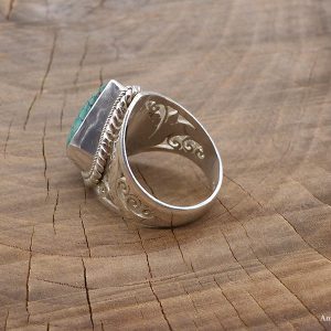 BA257 Bague Tibétaine Argent Massif Turquoise. Taille 59 – Image 4