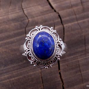 BA258 Bague Tibétaine Argent Massif Lapis Lazuli. Taille 57 – Image 2