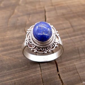 BA258 Bague Tibétaine Argent Massif Lapis Lazuli. Taille 57 – Image 3